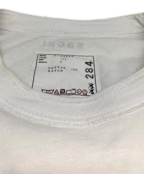 sacai（サカイ）sacai (サカイ) ロゴ刺繍レイヤード長袖カットソー ホワイト サイズ:2の古着・服飾アイテム
