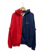 THE BLACK EYE PATCHブラックアイパッチ）の古着「SPANDEX LOGO ZIP HOODIE」｜レッド×ネイビー