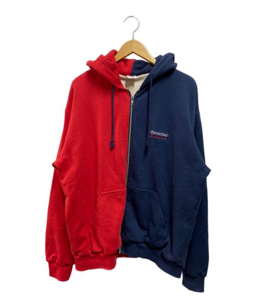 THE BLACK EYE PATCH（ブラックアイパッチ）THE BLACK EYE PATCH (ブラックアイパッチ) SPANDEX LOGO ZIP HOODIE レッド×ネイビー サイズ:Lの古着・服飾アイテム