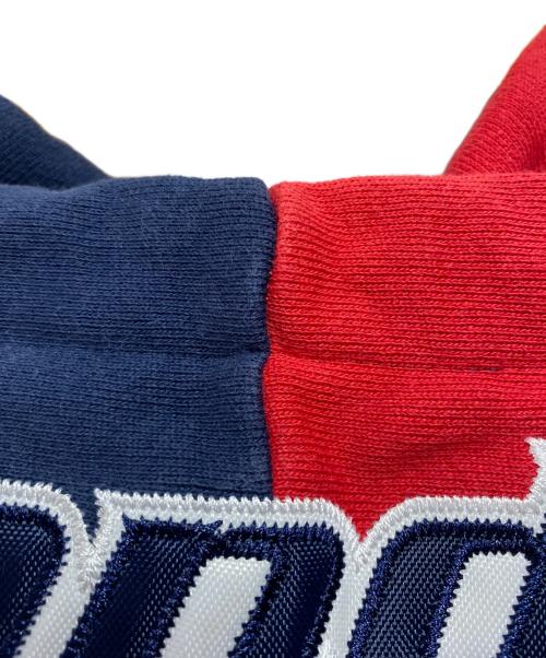 THE BLACK EYE PATCH（ブラックアイパッチ）THE BLACK EYE PATCH (ブラックアイパッチ) SPANDEX LOGO ZIP HOODIE レッド×ネイビー サイズ:Lの古着・服飾アイテム