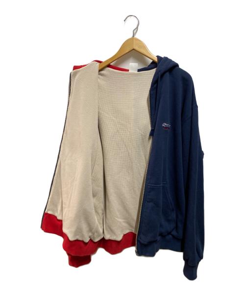 THE BLACK EYE PATCH（ブラックアイパッチ）THE BLACK EYE PATCH (ブラックアイパッチ) SPANDEX LOGO ZIP HOODIE レッド×ネイビー サイズ:Lの古着・服飾アイテム