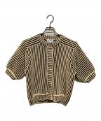 CLANEクラネ）の古着「STRIPE CABLE HALF SLEEVE CD」｜ベージュ×ブラック