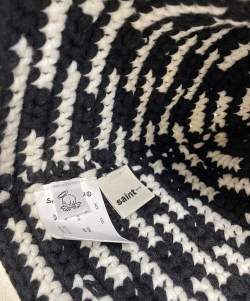 SAINT MICHAEL（セントマイケル）SAINT MICHAEL (セントマイケル) 25SS KNIT BUCKET HAT ブラック×ホワイト サイズ:OSの古着・服飾アイテム