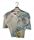 PLEATS PLEASEプリーツプリーズ）の古着「半袖プリーツカーディガン」｜ホワイト