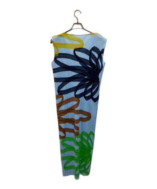 PLEATS PLEASE（プリーツプリーズ）PLEATS PLEASE (プリーツプリーズ) プリーツデザインドレスワンピース ブルー サイズ:2の古着・服飾アイテム