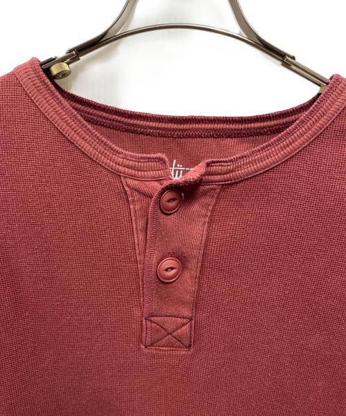 stussy（ステューシー）stussy (ステューシー) 00sヘンリーネックTシャツ レッド サイズ:XLの古着・服飾アイテム