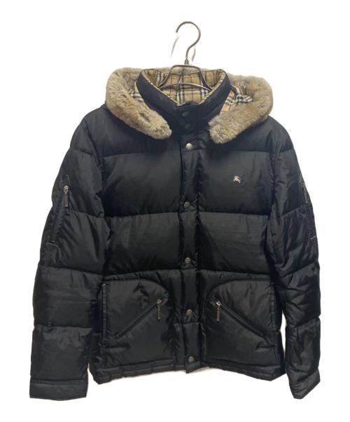 BURBERRY BLACK LABEL（バーバリーブラックレーベル）BURBERRY BLACK LABEL (バーバリーブラックレーベル) ラビットファー付ダウンジャケット ブラック サイズ:Ｌの古着・服飾アイテム