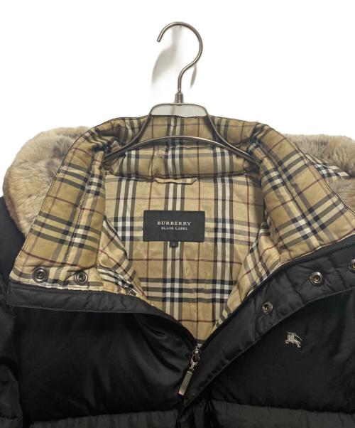 BURBERRY BLACK LABEL（バーバリーブラックレーベル）BURBERRY BLACK LABEL (バーバリーブラックレーベル) ラビットファー付ダウンジャケット ブラック サイズ:Ｌの古着・服飾アイテム
