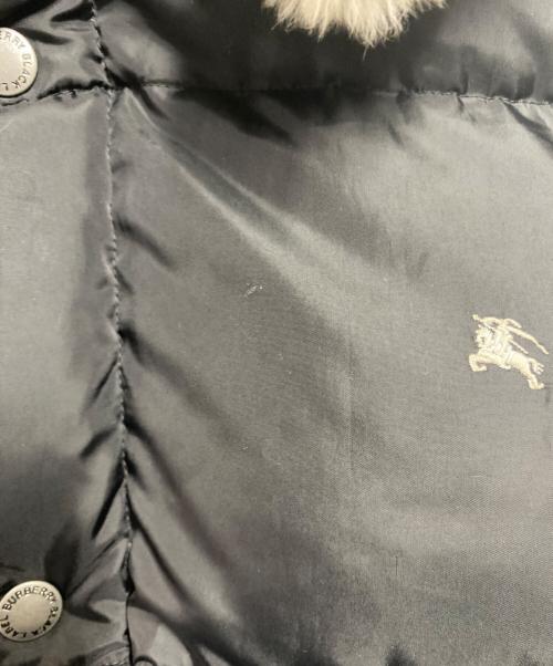 BURBERRY BLACK LABEL（バーバリーブラックレーベル）BURBERRY BLACK LABEL (バーバリーブラックレーベル) ラビットファー付ダウンジャケット ブラック サイズ:Ｌの古着・服飾アイテム