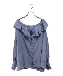 crinklecrinklecrinkle（クリンクルクリンクルクリンクル）の古着「フリルカラーシャツ」｜ブルー