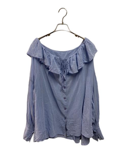 crinklecrinklecrinkle（クリンクルクリンクルクリンクル）crinklecrinklecrinkle (クリンクルクリンクルクリンクル) フリルカラーシャツ ブルー サイズ:ＦＲＥＥの古着・服飾アイテム