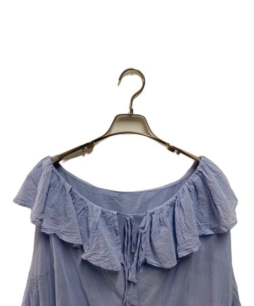 crinklecrinklecrinkle（クリンクルクリンクルクリンクル）crinklecrinklecrinkle (クリンクルクリンクルクリンクル) フリルカラーシャツ ブルー サイズ:ＦＲＥＥの古着・服飾アイテム