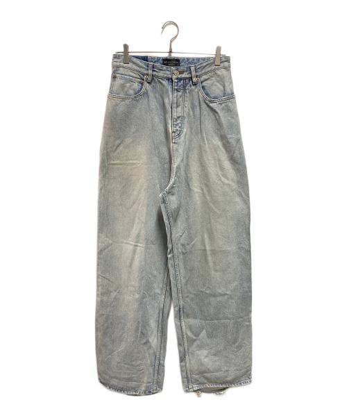 BALENCIAGA（バレンシアガ）BALENCIAGA (バレンシアガ) クラッシュ加工ウォッシュドワイドバギーデニムパンツ インディゴ サイズ:XXSの古着・服飾アイテム