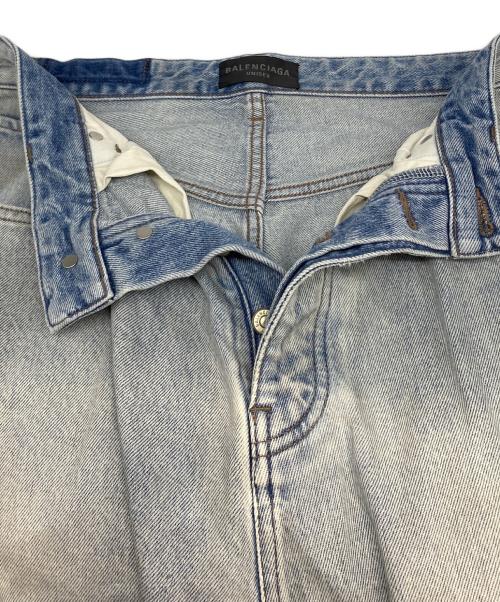 BALENCIAGA（バレンシアガ）BALENCIAGA (バレンシアガ) クラッシュ加工ウォッシュドワイドバギーデニムパンツ インディゴ サイズ:XXSの古着・服飾アイテム