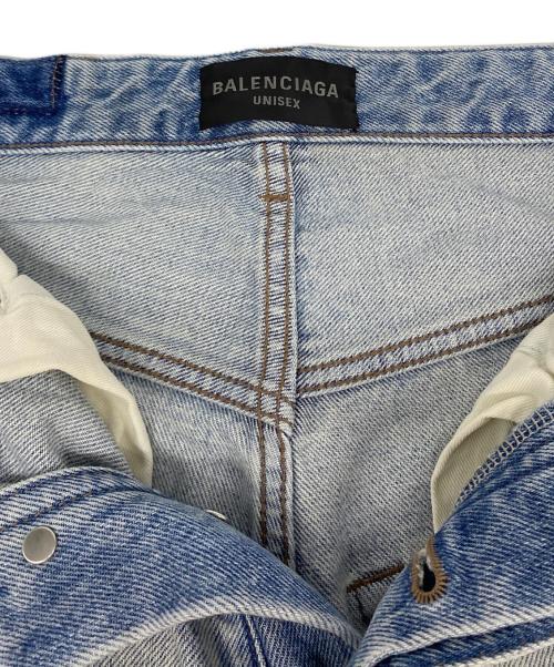 BALENCIAGA（バレンシアガ）BALENCIAGA (バレンシアガ) クラッシュ加工ウォッシュドワイドバギーデニムパンツ インディゴ サイズ:XXSの古着・服飾アイテム
