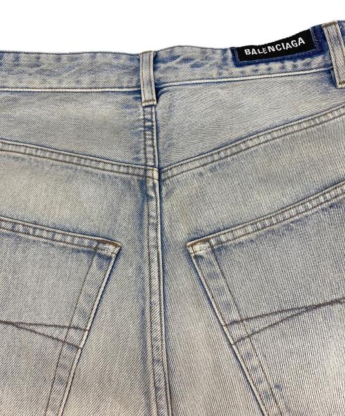 BALENCIAGA（バレンシアガ）BALENCIAGA (バレンシアガ) クラッシュ加工ウォッシュドワイドバギーデニムパンツ インディゴ サイズ:XXSの古着・服飾アイテム