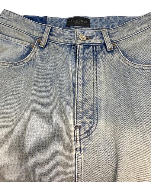 BALENCIAGA（バレンシアガ）BALENCIAGA (バレンシアガ) クラッシュ加工ウォッシュドワイドバギーデニムパンツ インディゴ サイズ:XXSの古着・服飾アイテム
