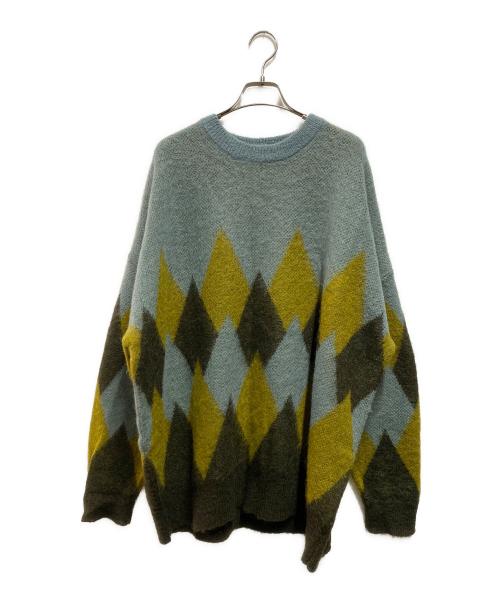 DAIRIKU（ダイリク）DAIRIKU (ダイリク) Argyle Mohair Pullover Knit ブルー サイズ:Ｌの古着・服飾アイテム