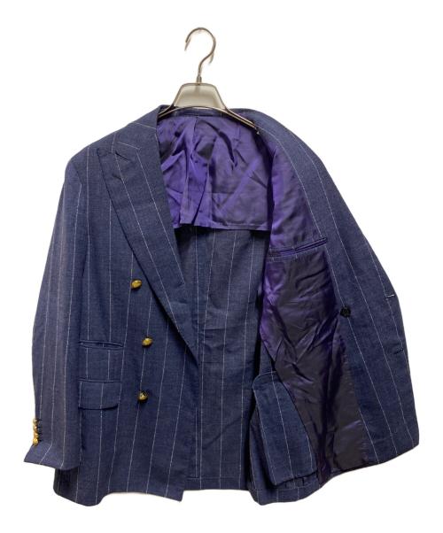 Brilla per il gusto（ブリッラ ペル イルグースト）Brilla per il gusto (ブリッラ ペル イルグースト) ワイドストライプ 6ボタン ダブルブレザー ネイビー サイズ:50の古着・服飾アイテム