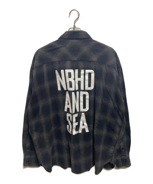 NEIGHBORHOOD（ネイバーフッド）NEIGHBORHOOD (ネイバーフッド) WIND AND SEA (ウィンダンシー) OMBRE CHECK SHIRT ブラック サイズ:XLの古着・服飾アイテム