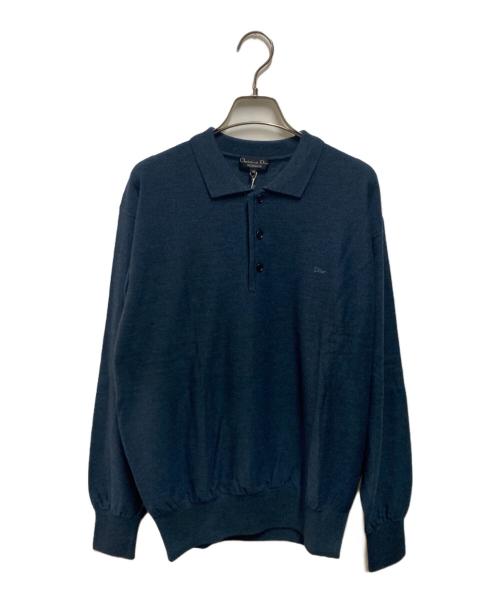 Christian Dior MONSIEUR（クリスチャンディオールムッシュ）Christian Dior MONSIEUR (クリスチャンディオールムッシュ) ニットポロシャツ ブルー サイズ:Ｍの古着・服飾アイテム