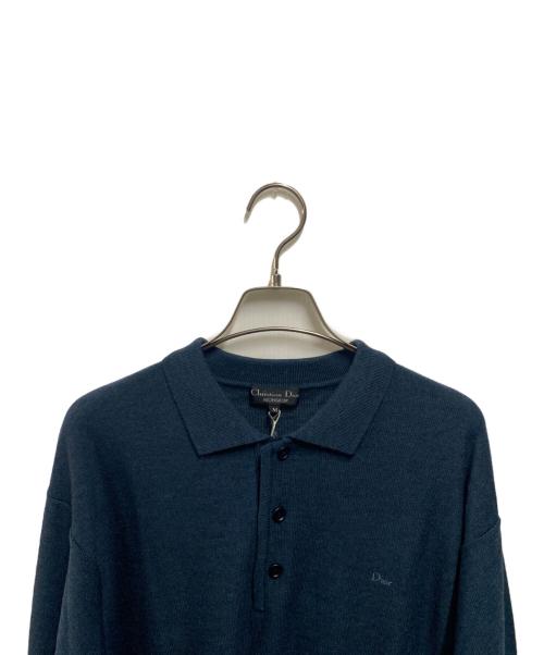 Christian Dior MONSIEUR（クリスチャンディオールムッシュ）Christian Dior MONSIEUR (クリスチャンディオールムッシュ) ニットポロシャツ ブルー サイズ:Ｍの古着・服飾アイテム
