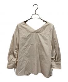 MACPHEE（マカフィー）の古着「ストライプシャーリング Vネックブラウス」｜ベージュ