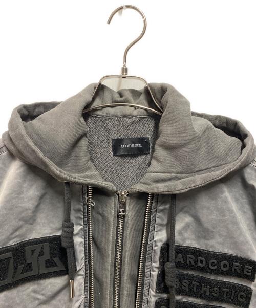 DIESEL（ディーゼル）DIESEL (ディーゼル) レーヤードフライトジャケット グレー サイズ:Ｍの古着・服飾アイテム