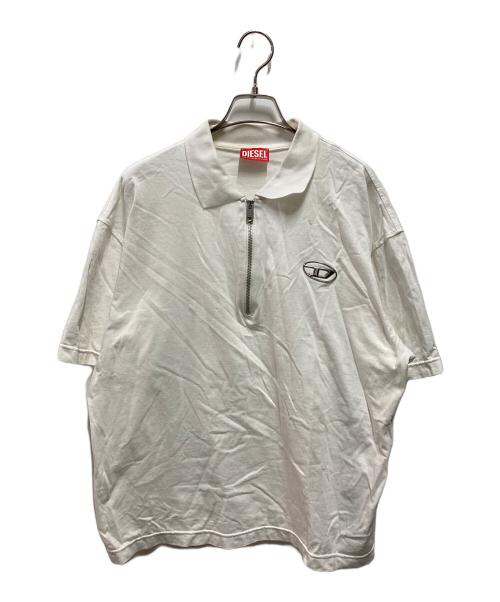 DIESEL（ディーゼル）DIESEL (ディーゼル) ジップアップポロシャツ ホワイト サイズ:Mの古着・服飾アイテム