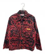 COMME des GARCONS SHIRT×SUPREMEコムデギャルソンシャツ×シュプリーム）の古着「18AW Printed Canvas Chore Coat」｜ブラック×レッド
