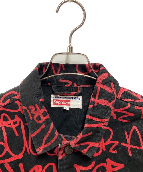 COMME des GARCONS SHIRT（コムデギャルソンシャツ）COMME des GARCONS SHIRT (コムデギャルソンシャツ) SUPREME (シュプリーム) 18AW Printed Canvas Chore Coat ブラック×レッド サイズ:Ｍの古着・服飾アイテム