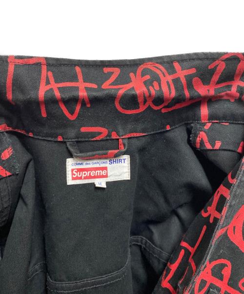 COMME des GARCONS SHIRT（コムデギャルソンシャツ）COMME des GARCONS SHIRT (コムデギャルソンシャツ) SUPREME (シュプリーム) 18AW Printed Canvas Chore Coat ブラック×レッド サイズ:Ｍの古着・服飾アイテム