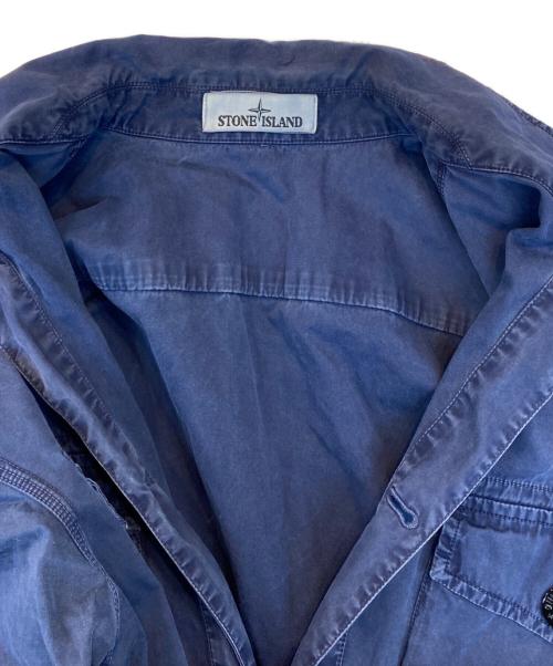 STONE ISLAND（ストーンアイランド）STONE ISLAND (ストーンアイランド) TELA SMERIGLIATA 4 POCKET SHIRT JACKET ネイビー サイズ:Ｍの古着・服飾アイテム