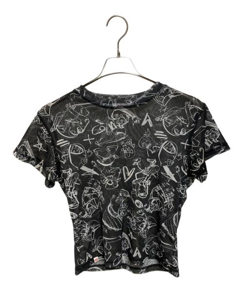 CHARLES JEFFREY LOVERBOY（チャールズ ジェフリー ラバーボーイ）CHARLES JEFFREY LOVERBOY (チャールズ ジェフリー ラバーボーイ) メッシュ総柄Ｔシャツ ブラック サイズ:Lの古着・服飾アイテム