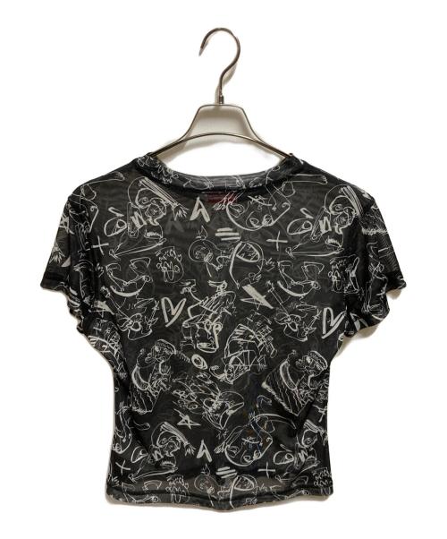 CHARLES JEFFREY LOVERBOY（チャールズ ジェフリー ラバーボーイ）CHARLES JEFFREY LOVERBOY (チャールズ ジェフリー ラバーボーイ) メッシュ総柄Ｔシャツ ブラック サイズ:Lの古着・服飾アイテム
