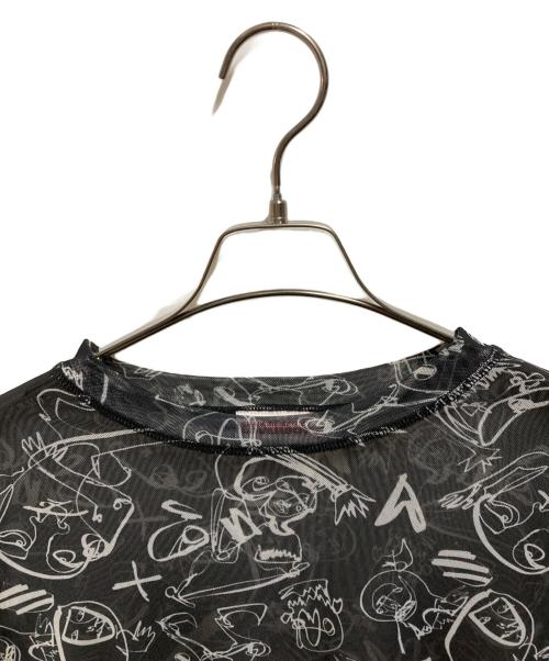 CHARLES JEFFREY LOVERBOY（チャールズ ジェフリー ラバーボーイ）CHARLES JEFFREY LOVERBOY (チャールズ ジェフリー ラバーボーイ) メッシュ総柄Ｔシャツ ブラック サイズ:Lの古着・服飾アイテム