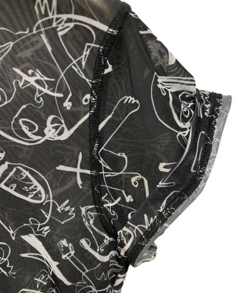 CHARLES JEFFREY LOVERBOY（チャールズ ジェフリー ラバーボーイ）CHARLES JEFFREY LOVERBOY (チャールズ ジェフリー ラバーボーイ) メッシュ総柄Ｔシャツ ブラック サイズ:Lの古着・服飾アイテム