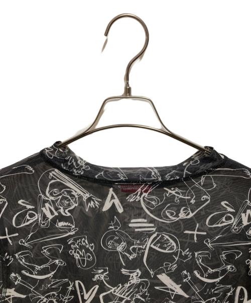 CHARLES JEFFREY LOVERBOY（チャールズ ジェフリー ラバーボーイ）CHARLES JEFFREY LOVERBOY (チャールズ ジェフリー ラバーボーイ) メッシュ総柄Ｔシャツ ブラック サイズ:Lの古着・服飾アイテム
