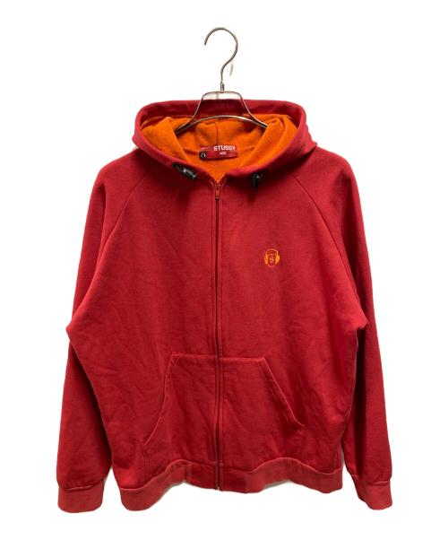 stussy（ステューシー）stussy (ステューシー) ヘッドホンロゴパーカー レッド サイズ:Ｍの古着・服飾アイテム