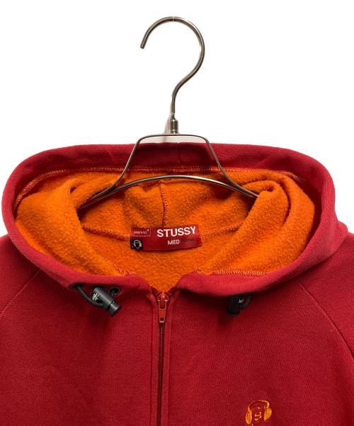 stussy（ステューシー）stussy (ステューシー) ヘッドホンロゴパーカー レッド サイズ:Ｍの古着・服飾アイテム