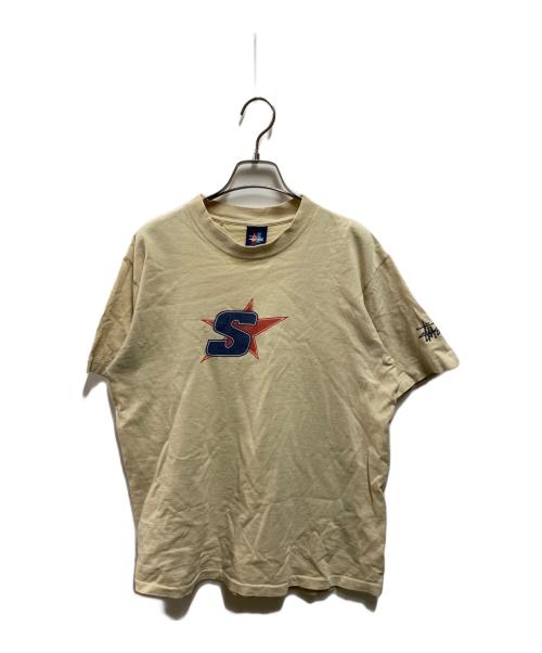 stussy（ステューシー）stussy (ステューシー) オールドスタープリントTシャツ ベージュ サイズ:Mの古着・服飾アイテム