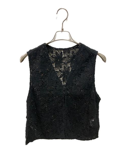 MACPHEE（マカフィー）MACPHEE (マカフィー) 25SS ウィンドミルクロシェ Vネックベスト ブラック サイズ:36の古着・服飾アイテム