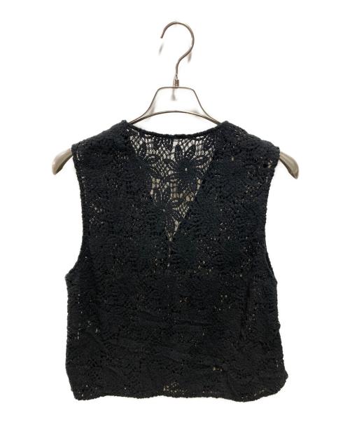 MACPHEE（マカフィー）MACPHEE (マカフィー) 25SS ウィンドミルクロシェ Vネックベスト ブラック サイズ:36の古着・服飾アイテム