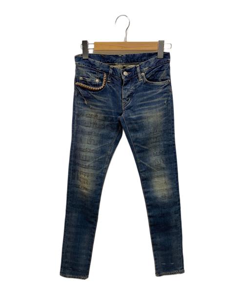 Hysteric Glamour（ヒステリックグラマー）Hysteric Glamour (ヒステリックグラマー) 音符プリントスキニーデニムパンツ インディゴ サイズ:ＸＸＳの古着・服飾アイテム