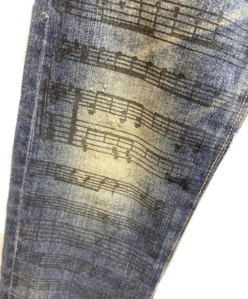 Hysteric Glamour（ヒステリックグラマー）Hysteric Glamour (ヒステリックグラマー) 音符プリントスキニーデニムパンツ インディゴ サイズ:ＸＸＳの古着・服飾アイテム