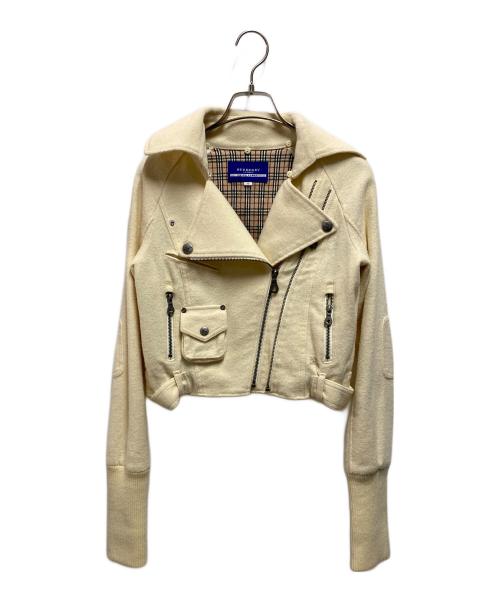 BURBERRY BLUE LABEL（バーバリーロンドンブルーレーベル）BURBERRY BLUE LABEL (バーバリーロンドンブルーレーベル) ウールライダースジャケット アイボリー サイズ:38の古着・服飾アイテム