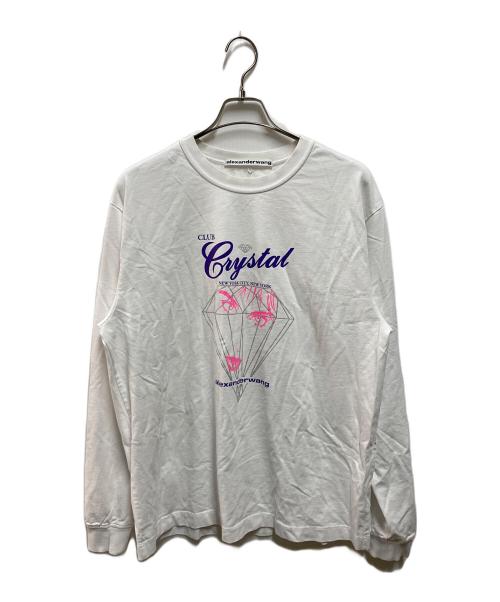 ALEXANDER WANG（アレキサンダー・ワン）ALEXANDER WANG (アレキサンダー・ワン) LONG SLEEVE TEE WITH CLUB CRYSTAL GRAPHIC ホワイト サイズ:Lの古着・服飾アイテム