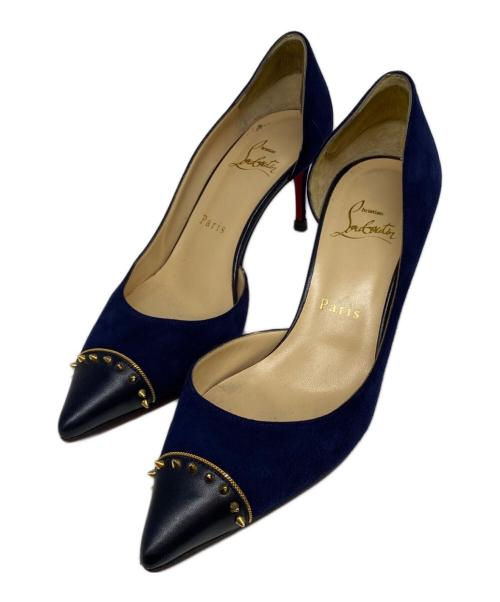 Christian Louboutin（クリスチャン・ルブタン）Christian Louboutin (クリスチャン・ルブタン) スタッズピンヒールパンプス ネイビー サイズ:36.5の古着・服飾アイテム