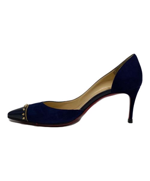 Christian Louboutin（クリスチャン・ルブタン）Christian Louboutin (クリスチャン・ルブタン) スタッズピンヒールパンプス ネイビー サイズ:36.5の古着・服飾アイテム