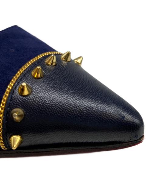 Christian Louboutin（クリスチャン・ルブタン）Christian Louboutin (クリスチャン・ルブタン) スタッズピンヒールパンプス ネイビー サイズ:36.5の古着・服飾アイテム